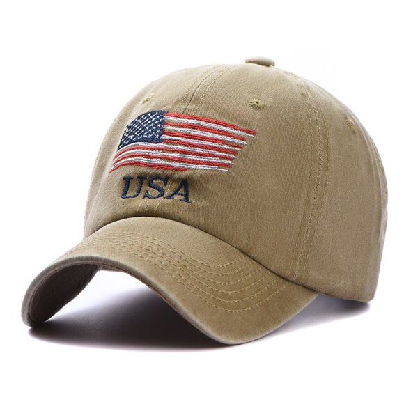 USA Flag Baseball Cap Navy Yellow Adjustable Dad Hat Patriotic Embroidered -Gift - Picture 7 of 7